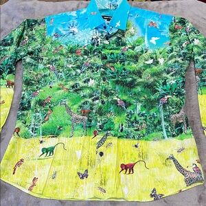 Jared Lang Tropical animal multicolor Shirt , like new 10/10